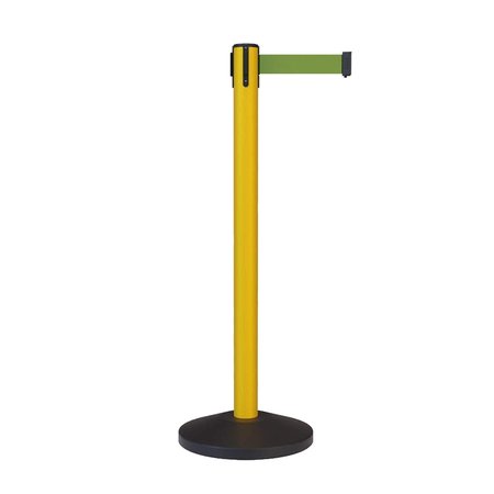 MONTOUR LINE Stanchion Belt Barrier Yellow Post 13ft.Olive Belt MS630-YW-OL-130